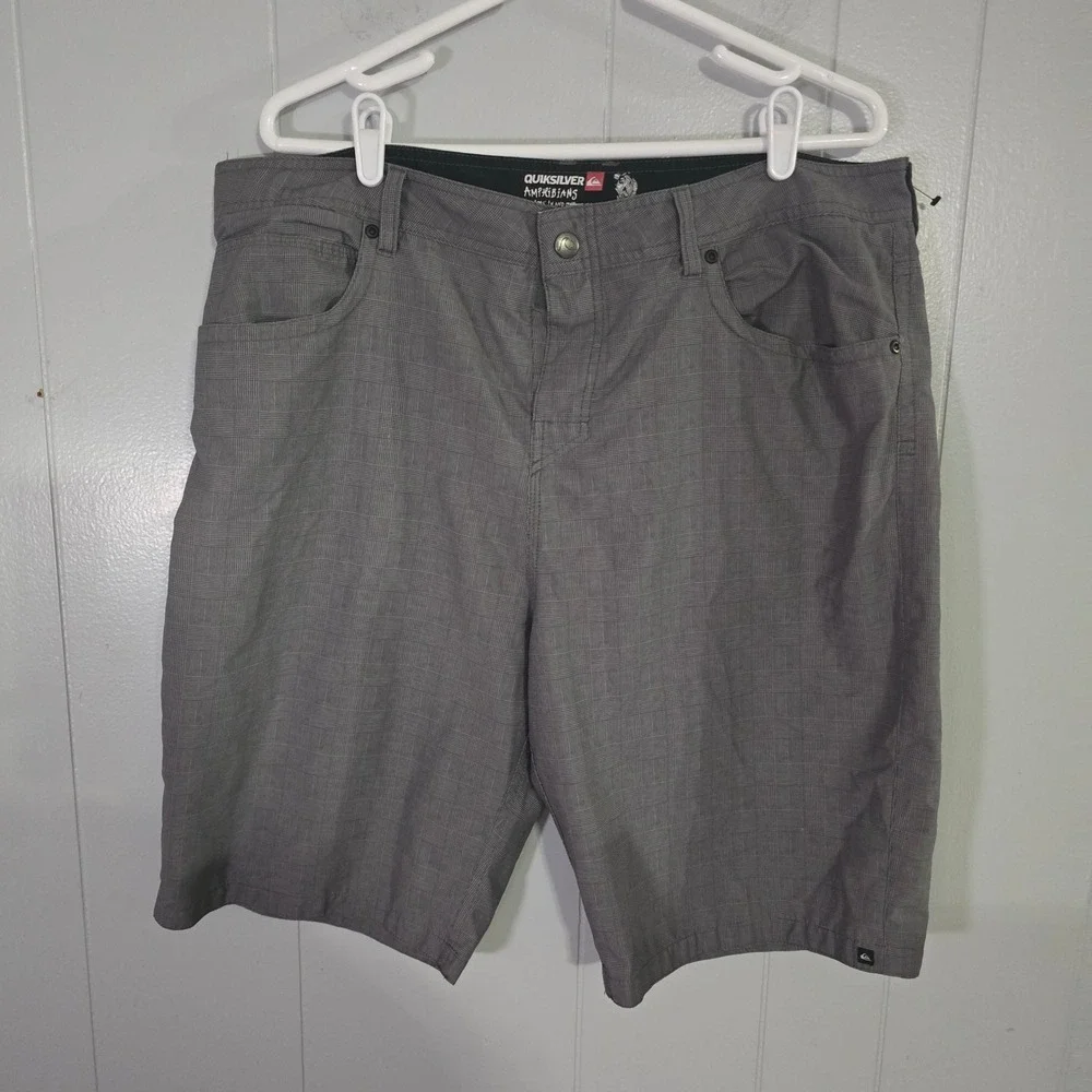 Quiksilver Amphibians Hybrid Shorts‎ Mens 38 Grey Grid Boardshorts AQYW103015